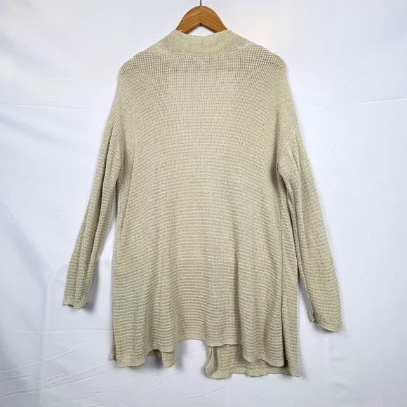 J. Jill Womens Linen Open Knit Cardigan Sweater Sz L Beachy Coastal Open Front - Picture 6 of 12